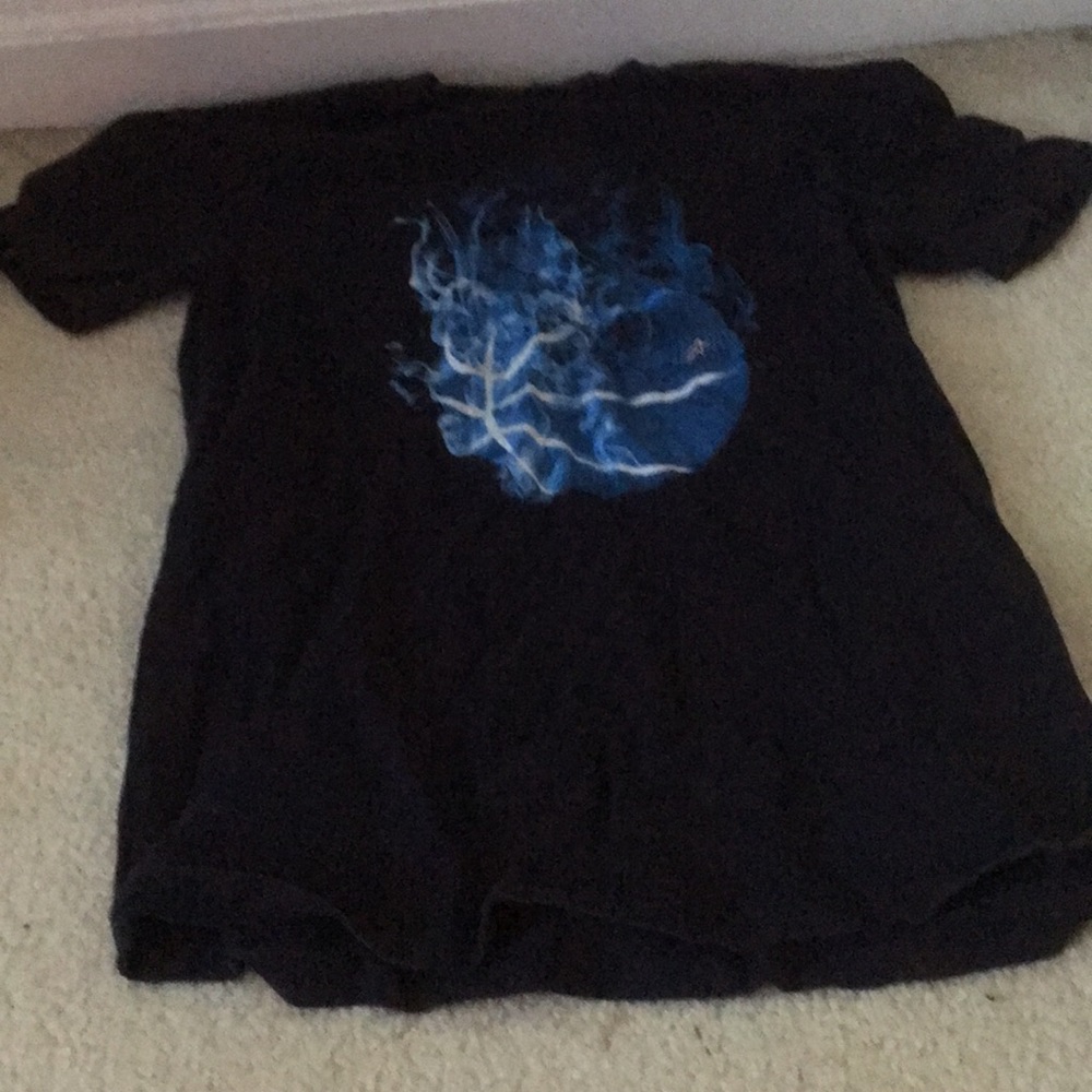 Upward blue fire basketball T-shirt